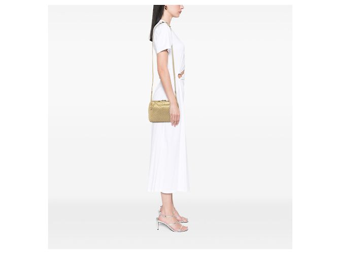 Bottega Veneta Borsa a tracolla in nappa gialla Intrecciato Nodini - vista 6