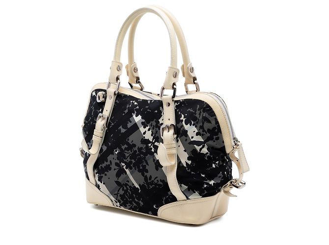Borsa Foley Burberry Gray Floral Beat Check Nylon e Patent Marrone - Ansicht 2