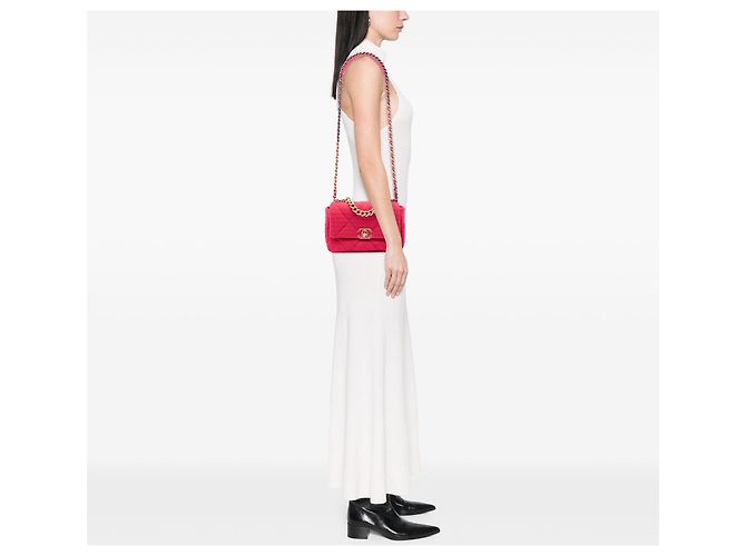 Chanel Pink Medium Tweed 19 Flap Rosa - vista 7