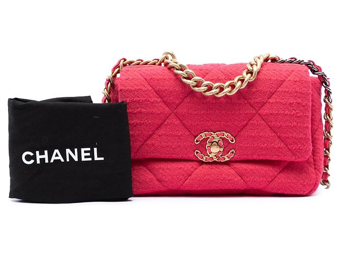 Chanel Pink Medium Tweed 19 Flap Rosa - vista 8