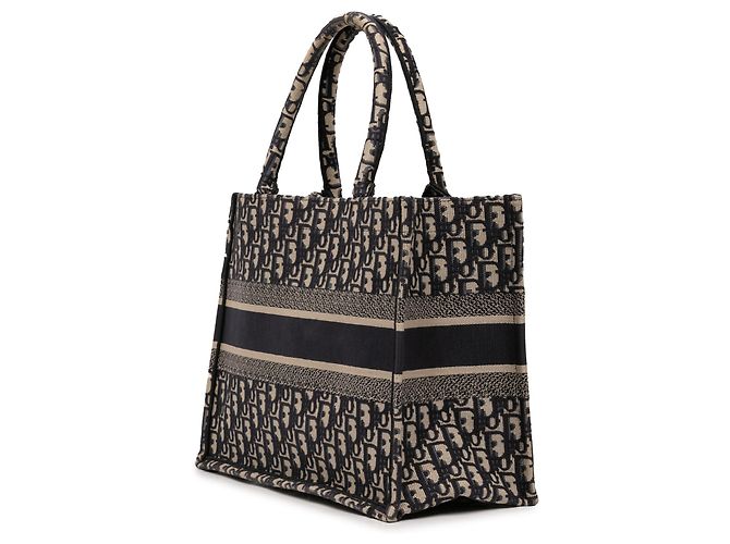 Tote Book in tela ricamata Oblique blu di Dior, misura Medium Blu navy - vista 2