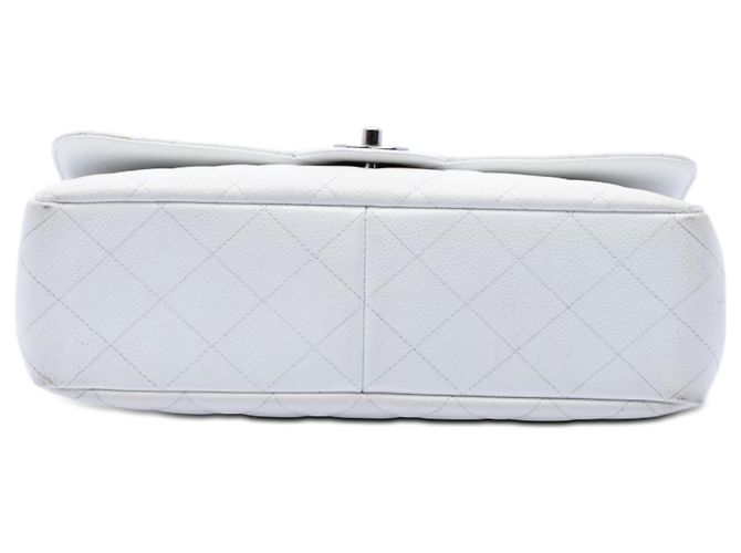 Chanel White Jumbo Classic Caviar Single Flap Bianco - vista 3