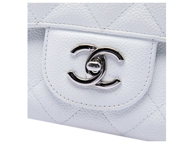 Chanel White Jumbo Classic Caviar Single Flap Bianco - vista 5