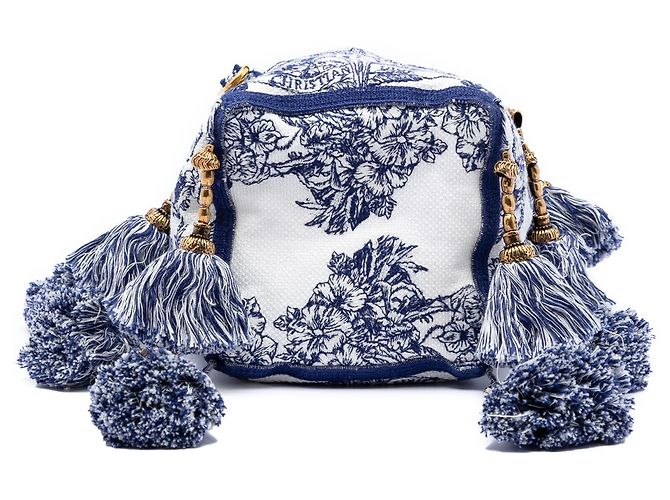 Borsa a secchiello Dior Blue Canvas Embroidered Reve d Infini D Bubble - vista 3