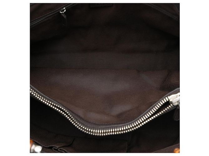 Bamboo Tote Gucci em couro de bezerro marrom com alça de bambu Libeccio Castanho escuro - vista 4