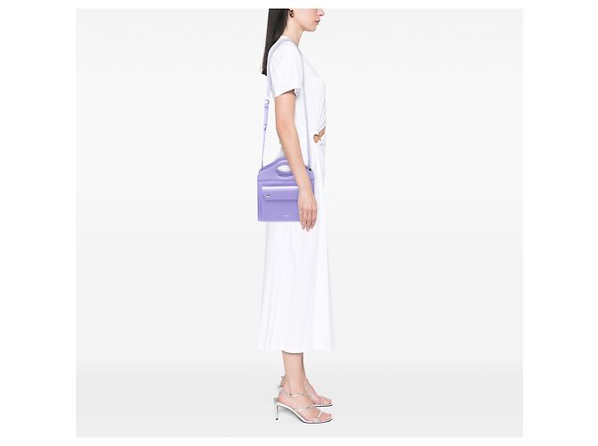 Mini Tote da taschino in pelle viola Burberry Porpora Lavanda - vista 6