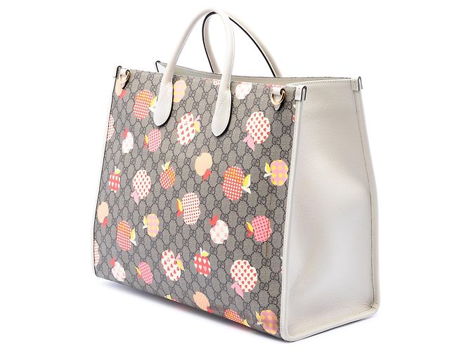 Gucci Beige Large GG Supreme Les Pommes Apple and Heart Interlocking G Tote - view 2