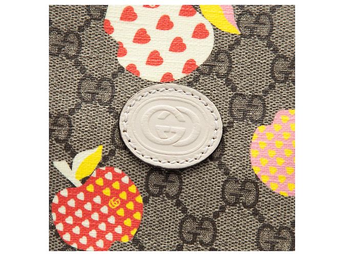 Gucci Beige Large GG Supreme Les Pommes Apple and Heart Interlocking G Tote - view 6