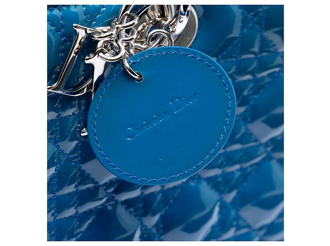 Lady Dior Cannage in vernice blu Large - vista 5