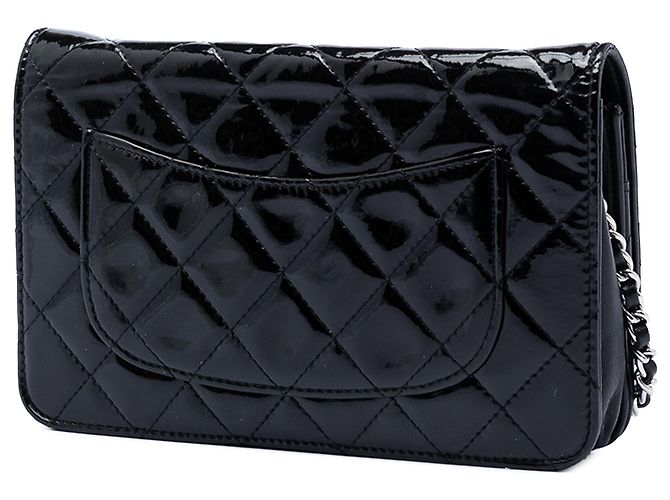 Chanel Black CC gesteppte Patentleder Wallet On Chain Schwarz - Ansicht 2