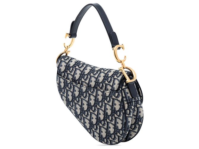 Borsa Saddle in tela Oblique blu mini Dior Blu navy - vista 2