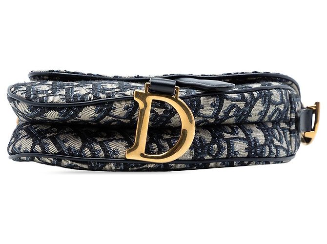 Borsa Saddle in tela Oblique blu mini Dior Blu navy - vista 3