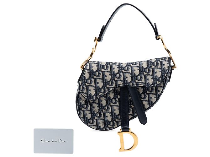 Borsa Saddle in tela Oblique blu mini Dior Blu navy - vista 7