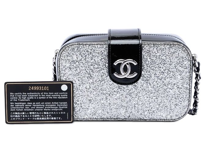 Borsa Camera Chanel Silver Glitter Patent Evening On The Moon Argento - vista 7