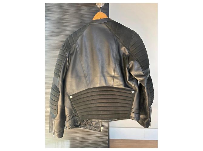 Sandro Paris Lederjacke Biker-Stil Schwarz - Ansicht 2