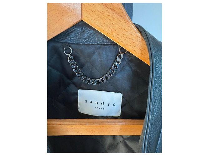 Sandro Paris Lederjacke Biker-Stil Schwarz - Ansicht 3