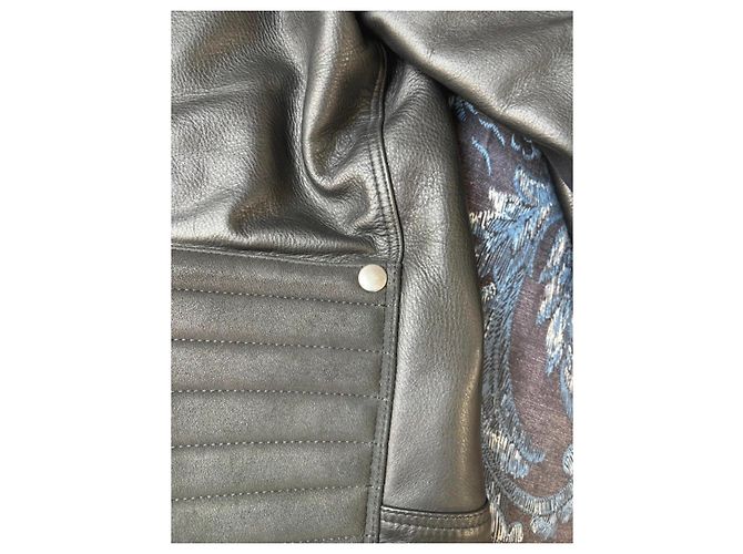 Sandro Paris Lederjacke Biker-Stil Schwarz - Ansicht 6