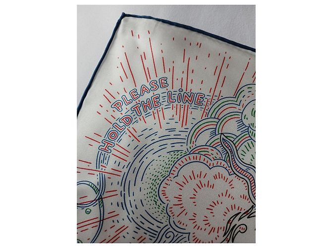 Carré Hermès in seta 90cm Bianco Rosso Blu Verde - vista 5