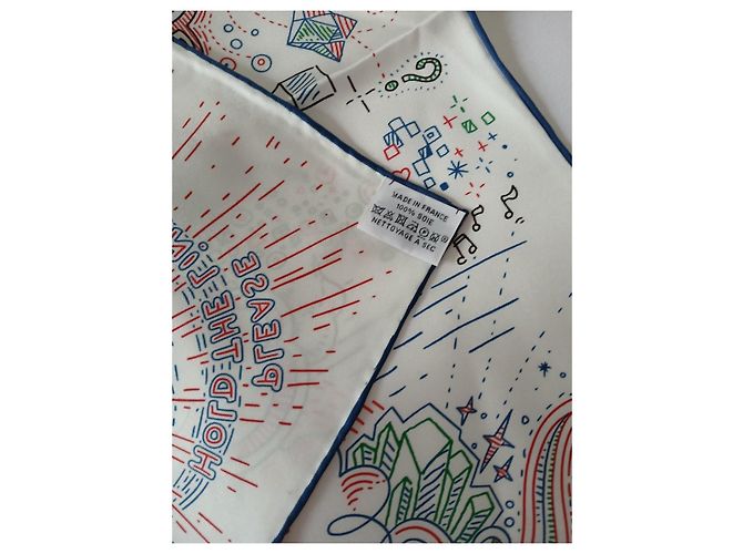 Carré Hermès in seta 90cm Bianco Rosso Blu Verde - vista 7