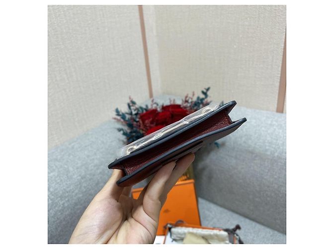 Cartera Hermès Roulis Slim en cuero rojo Roja - vista 3
