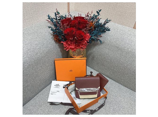 Cartera Hermès Roulis Slim en cuero rojo Roja - vista 5