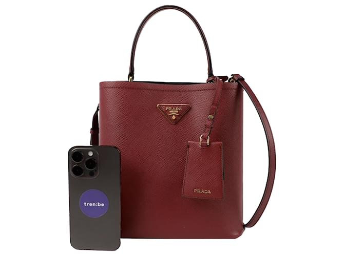 Prada Borsa Tote Panier Medium a tracolla Rosso - vista 9
