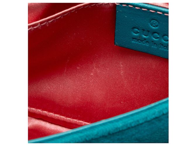 Borsa Gucci Matelasse Velvet GG Marmont Small Flap Blu - vista 10