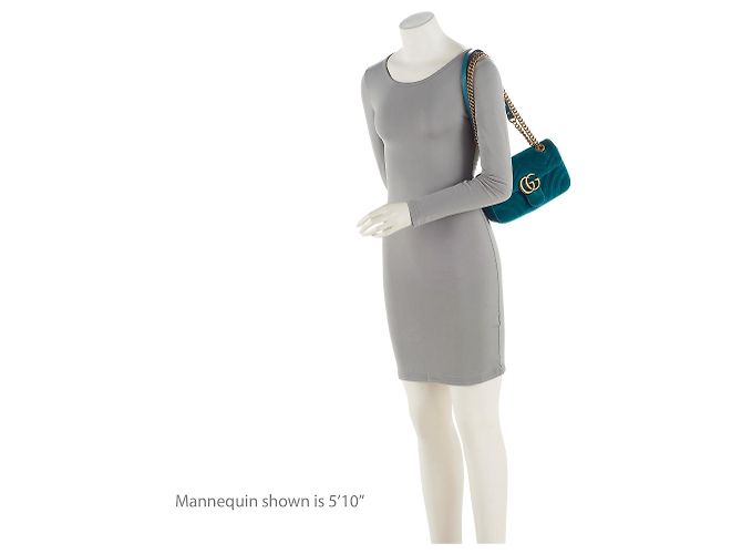 Borsa Gucci Matelasse Velvet GG Marmont Small Flap Blu - vista 5