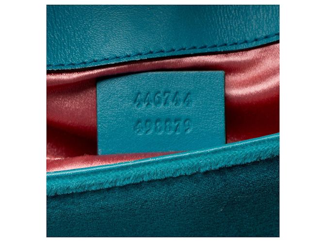 Borsa Gucci Matelasse Velvet GG Marmont Small Flap Blu - vista 6