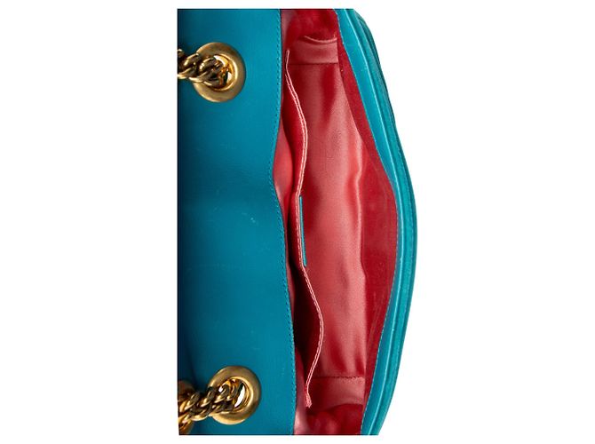 Borsa Gucci Matelasse Velvet GG Marmont Small Flap Blu - vista 7