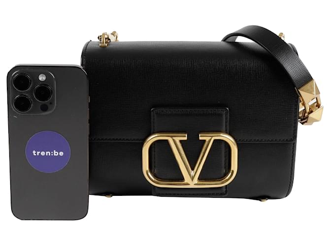 Valentino Garavani Borsa a tracolla con logo e borchie Nero - vista 7