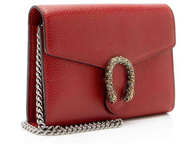 Portafoglio con catena Dionysus in pelle e cristalli Gucci Rosso - vista 2