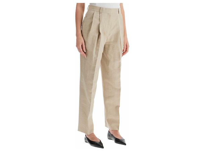 Totême Hose mit Doppelplissee Beige - Ansicht 5