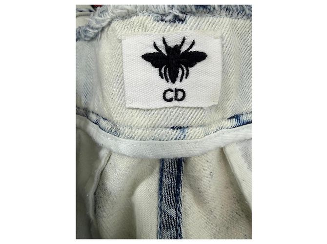 Christian Dior Pantalones cargo de denim bleached Blanco Azul - vista 4