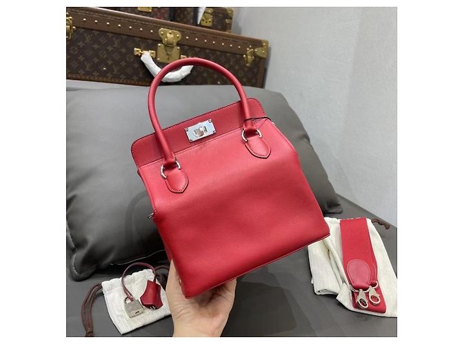 Borsa Hermès Lovecraft Toolbox 26 in pelle Swift rossa Rosso - vista 2