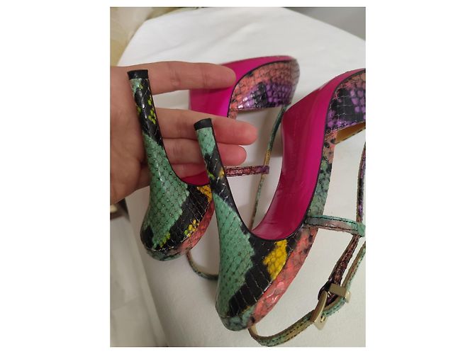 Luciano Padovan Multicolored Python Leather Pointed-Toe Pumps - view 2
