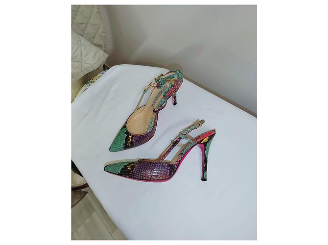 Luciano Padovan Multicolored Python Leather Pointed-Toe Pumps - view 4