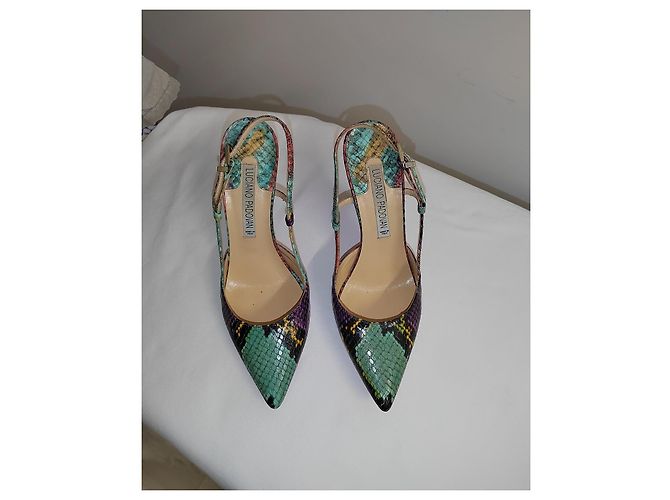 Luciano Padovan Multicolored Python Leather Pointed-Toe Pumps - view 5