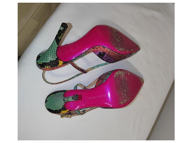 Luciano Padovan Multicolored Python Leather Pointed-Toe Pumps - view 6