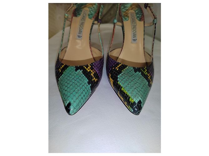 Luciano Padovan Multicolored Python Leather Pointed-Toe Pumps - view 8