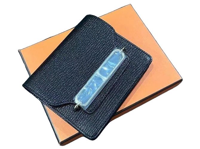Portafoglio Hermès Roulis Slim in pelle di capra nera Nero - vista 2
