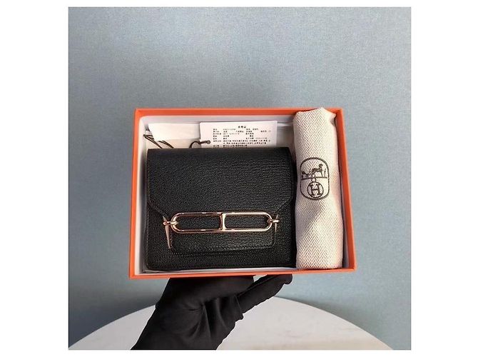 Portafoglio Hermès Roulis Slim in pelle di capra nera Nero - vista 3