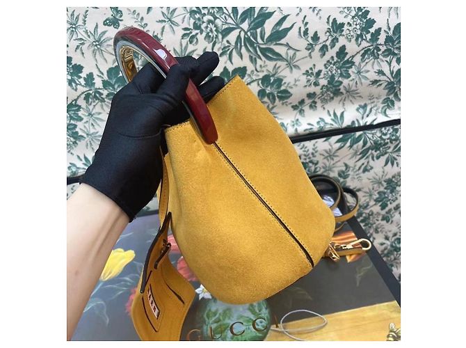 Marni Borsa Bucket in Pelle Gialla Giallo - vista 2