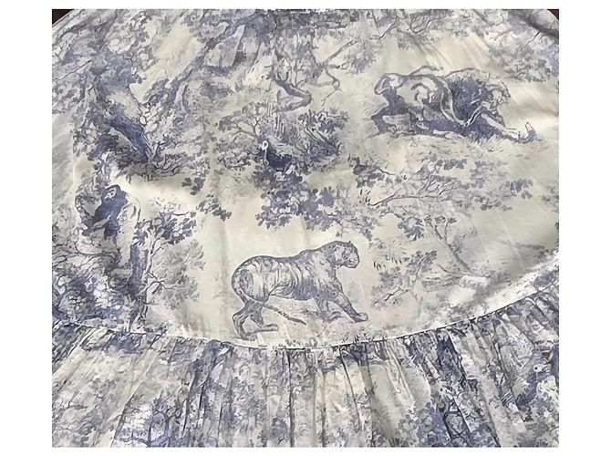 Christian Dior Falda Toile de Jouy Algodón Blanco Azul - vista 2
