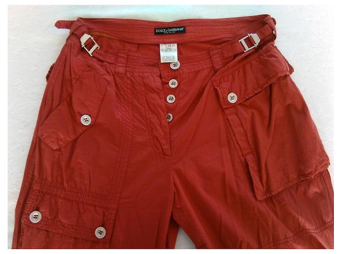 Dolce & Gabbana Pantalón Cargo de Algodón Rojo Roja - vista 4