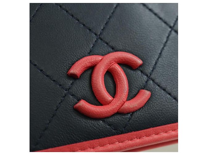 CHANEL Matelasse Chain Shoulder Bag Lamb Skin Navy Gold CC Auth ep14004SAM D'oro Blu navy - vista 18
