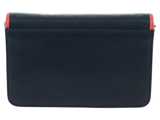 CHANEL Matelasse Chain Shoulder Bag Lamb Skin Navy Gold CC Auth ep14004SAM D'oro Blu navy - vista 2