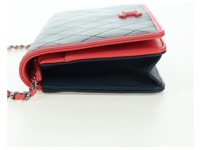 CHANEL Matelasse Chain Shoulder Bag Lamb Skin Navy Gold CC Auth ep14004SAM D'oro Blu navy - vista 3
