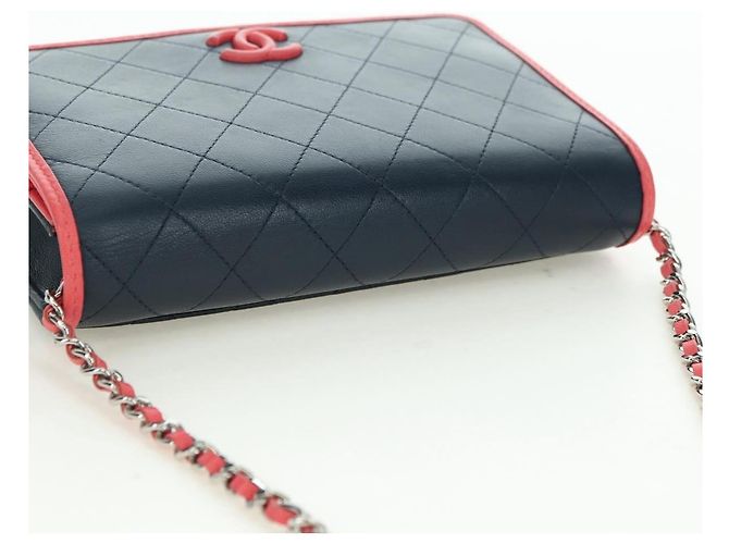 CHANEL Matelasse Chain Shoulder Bag Lamb Skin Navy Gold CC Auth ep14004SAM D'oro Blu navy - vista 6