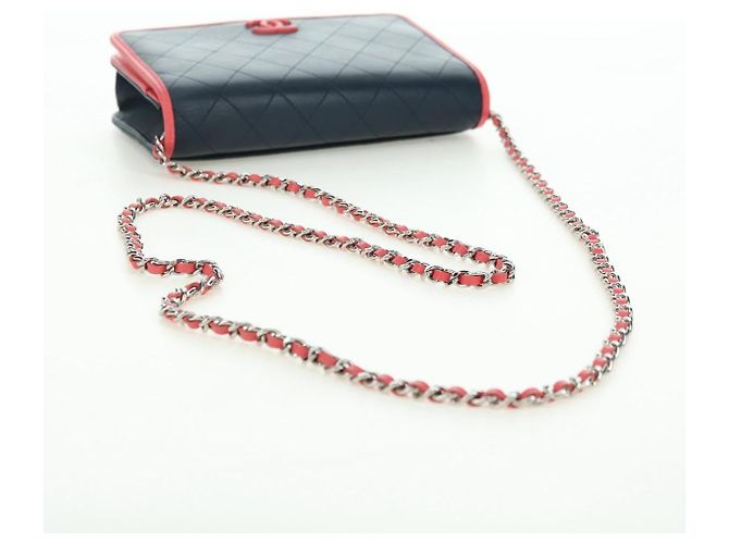 CHANEL Matelasse Chain Shoulder Bag Lamb Skin Navy Gold CC Auth ep14004SAM D'oro Blu navy - vista 7